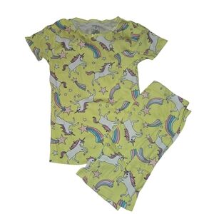 Carter's Lemon Yellow Unicorn & Rainbow Pajama Set